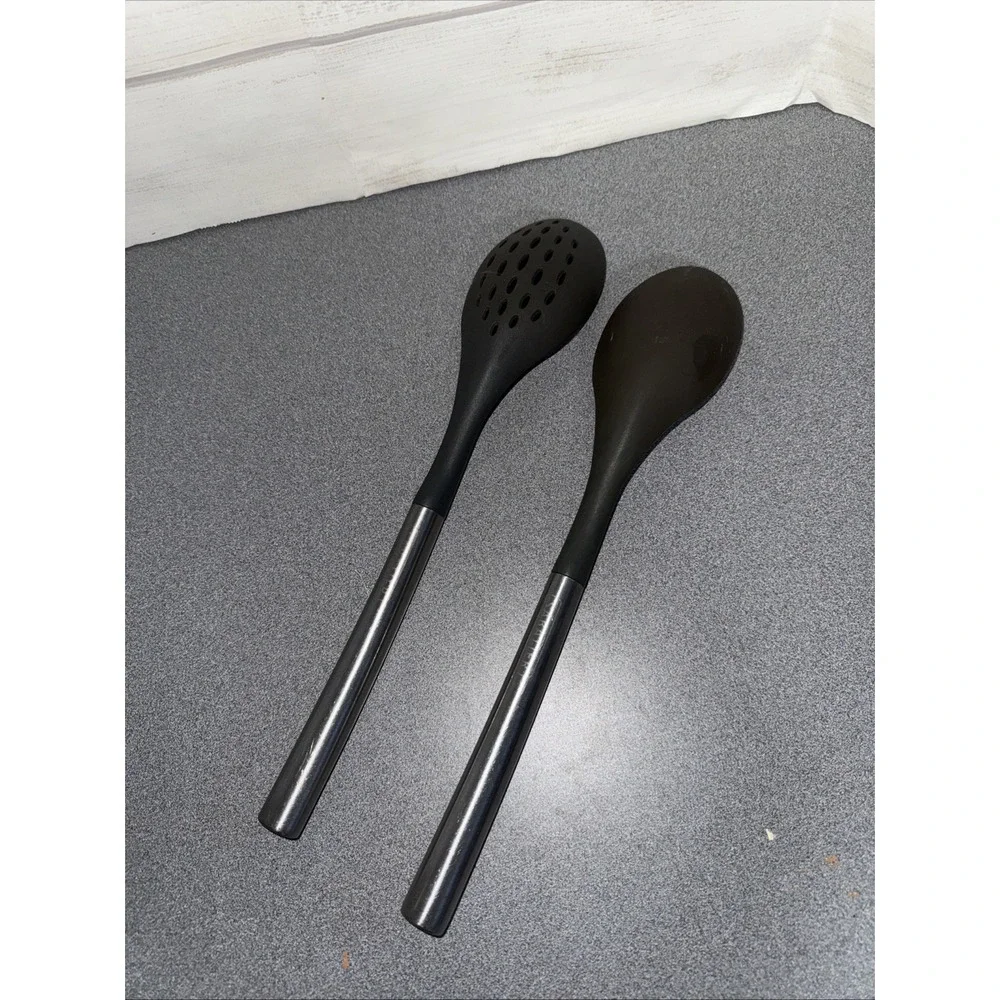 Sabatier Gray Nylon Utensil Set Of‎ 2 SPOONS With Stainless Steel Handles